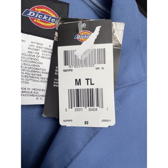 Dickies TALL Men’s Size M Long Sleeve Work Coverall Light Blue - Picture 8 of 12